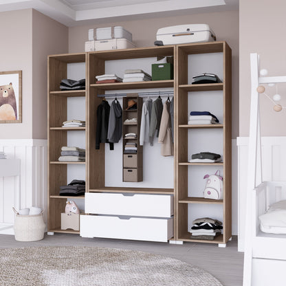 Ντουλάπα 170x183x45 εκ Light Walnut White 350MWD1123