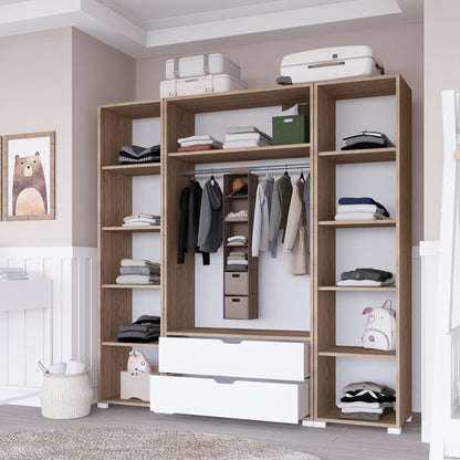 Ντουλάπα 170x183x45 εκ Light Walnut White 350MWD1123