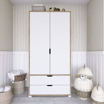 Ντουλάπα 90x183x45 εκ Light Walnut White 350MWD1124