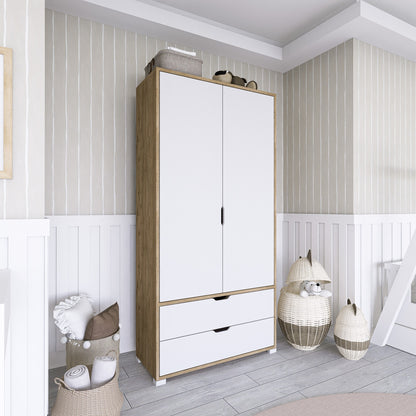 Ντουλάπα 90x183x45 εκ Light Walnut White 350MWD1124