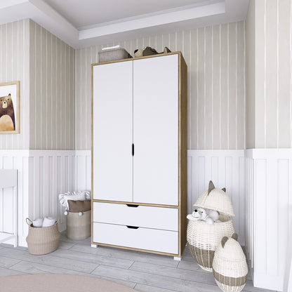 Ντουλάπα 90x183x45 εκ Light Walnut White 350MWD1124