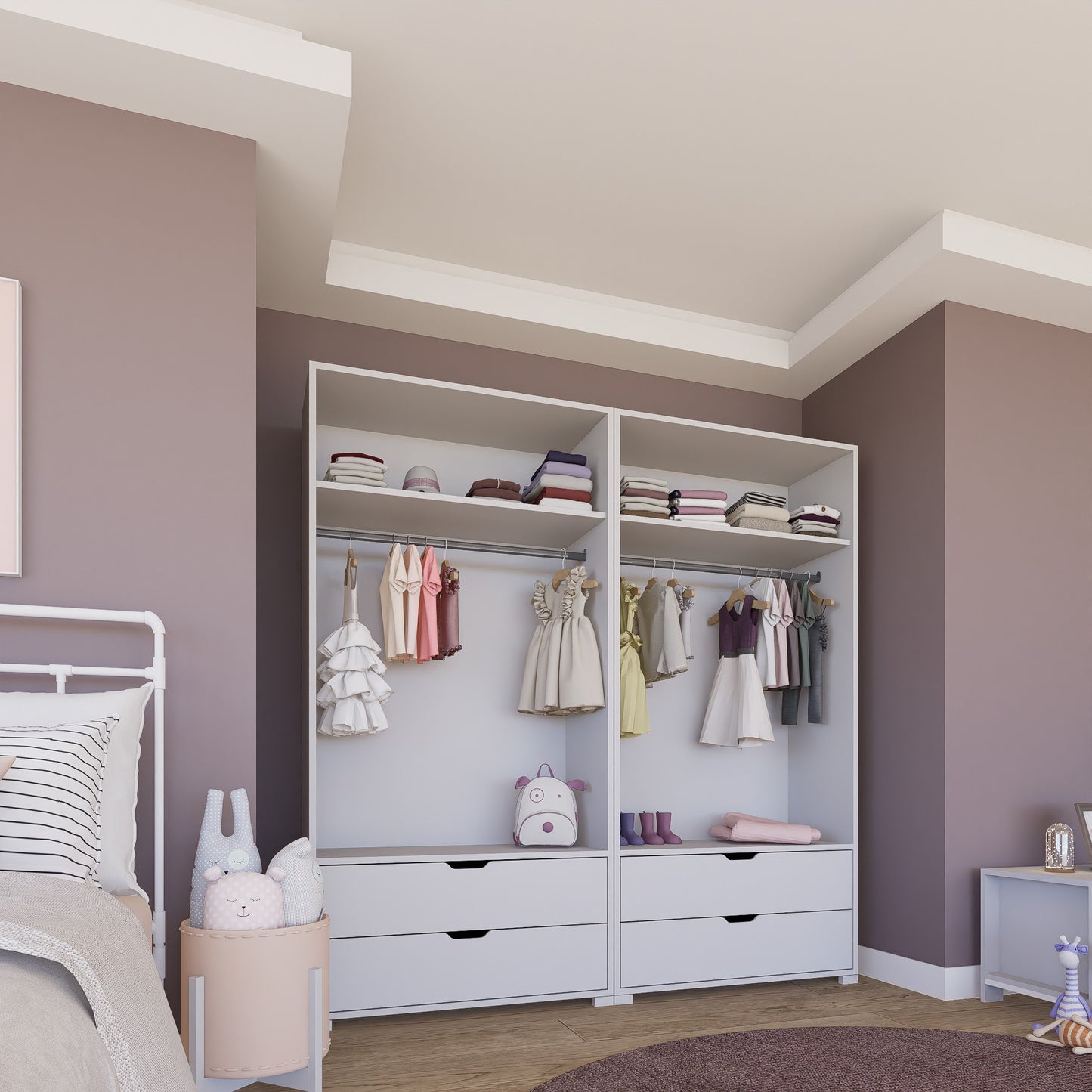 Ντουλάπα 180x183x45 εκ Ματ Λευκό 350MWD1125