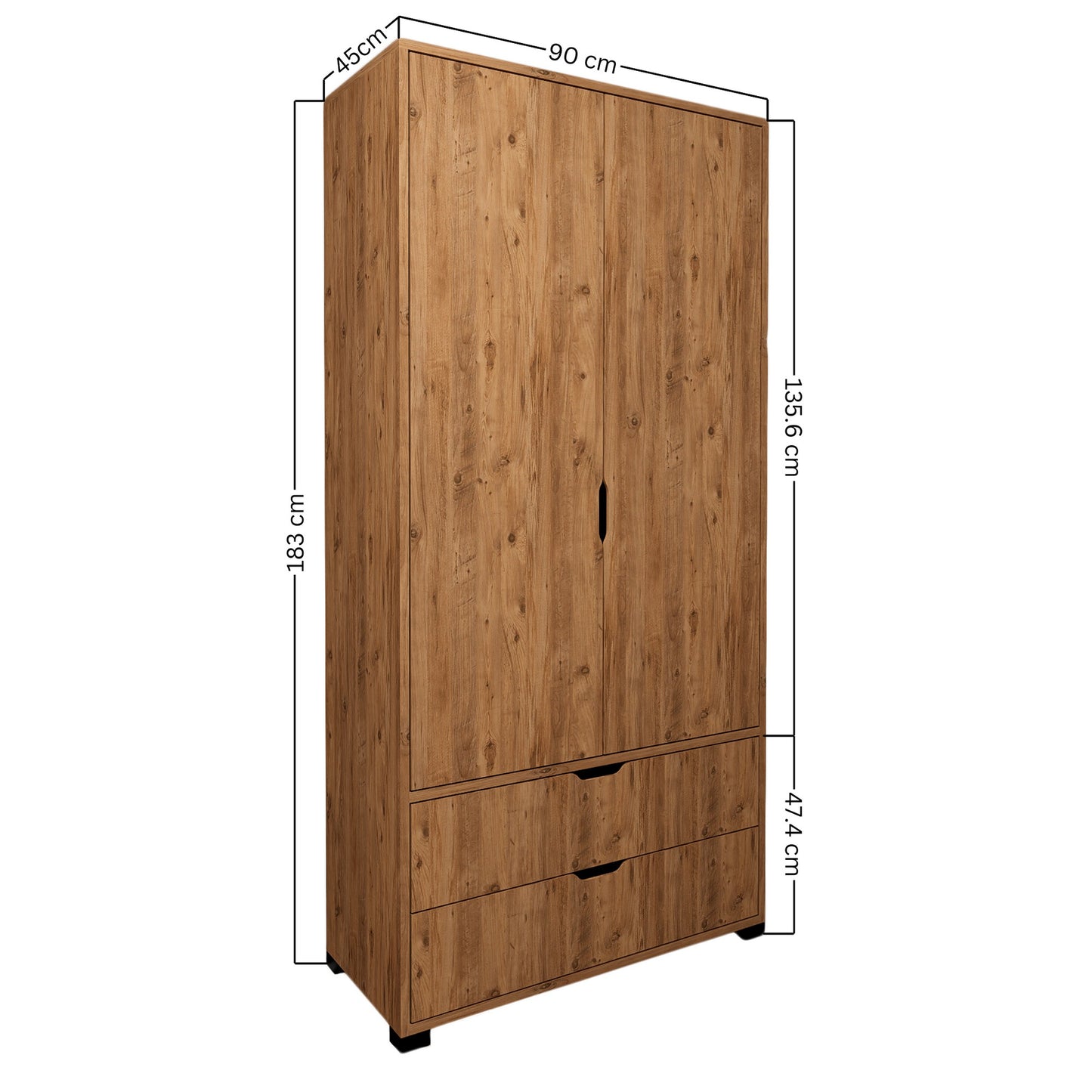 Ντουλάπα 90x183x45 εκ Πεύκο Atlantic 350MWD1126