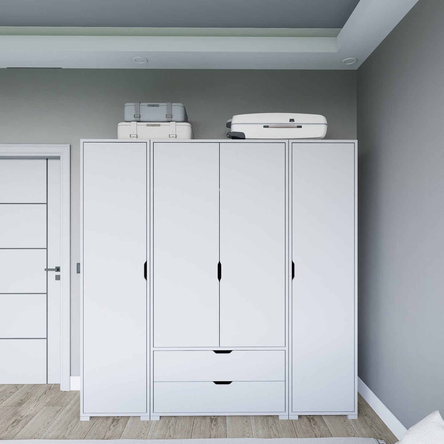 Ντουλάπα 170x183x45 εκ Ματ Λευκό 350MWD1127