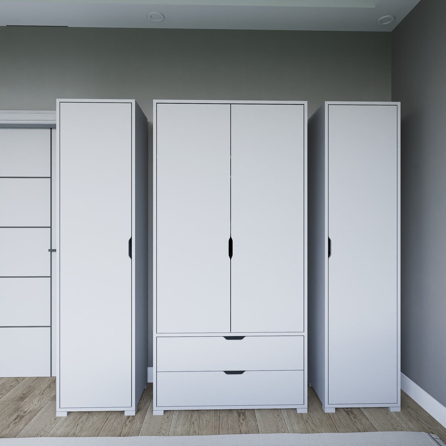 Ντουλάπα 170x183x45 εκ Ματ Λευκό 350MWD1127