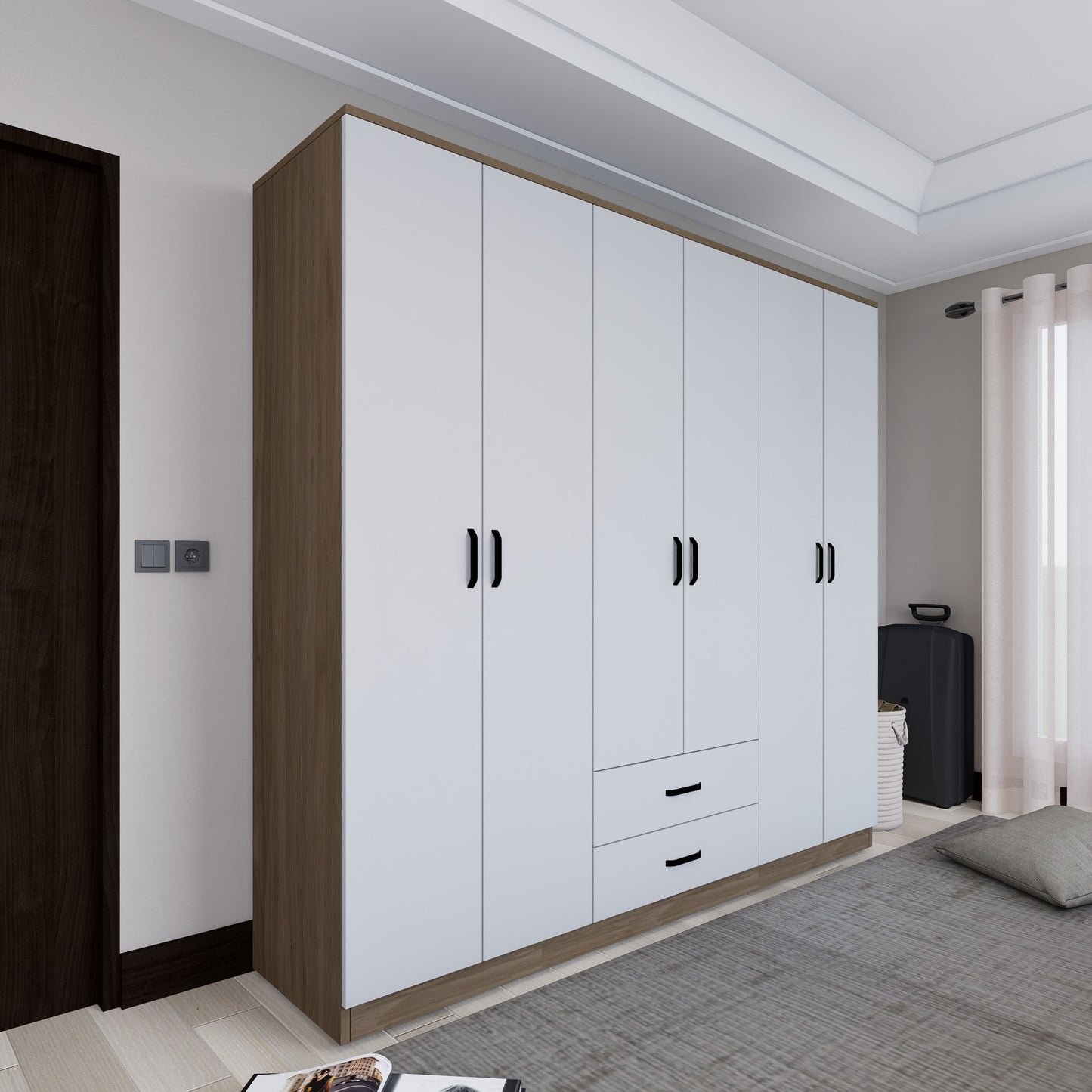Ντουλάπα 180x190x45 εκ Light Walnut 350MWD1128