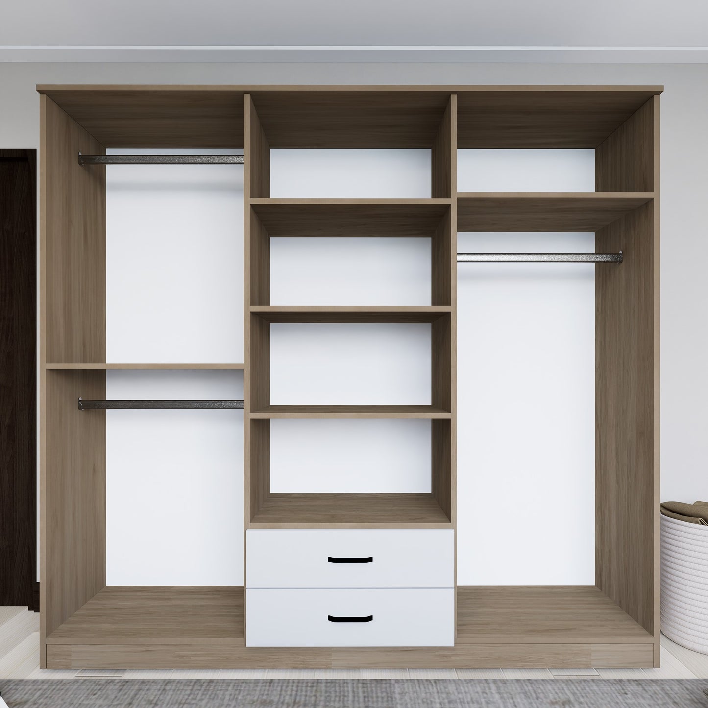 Ντουλάπα 180x190x45 εκ Light Walnut 350MWD1128