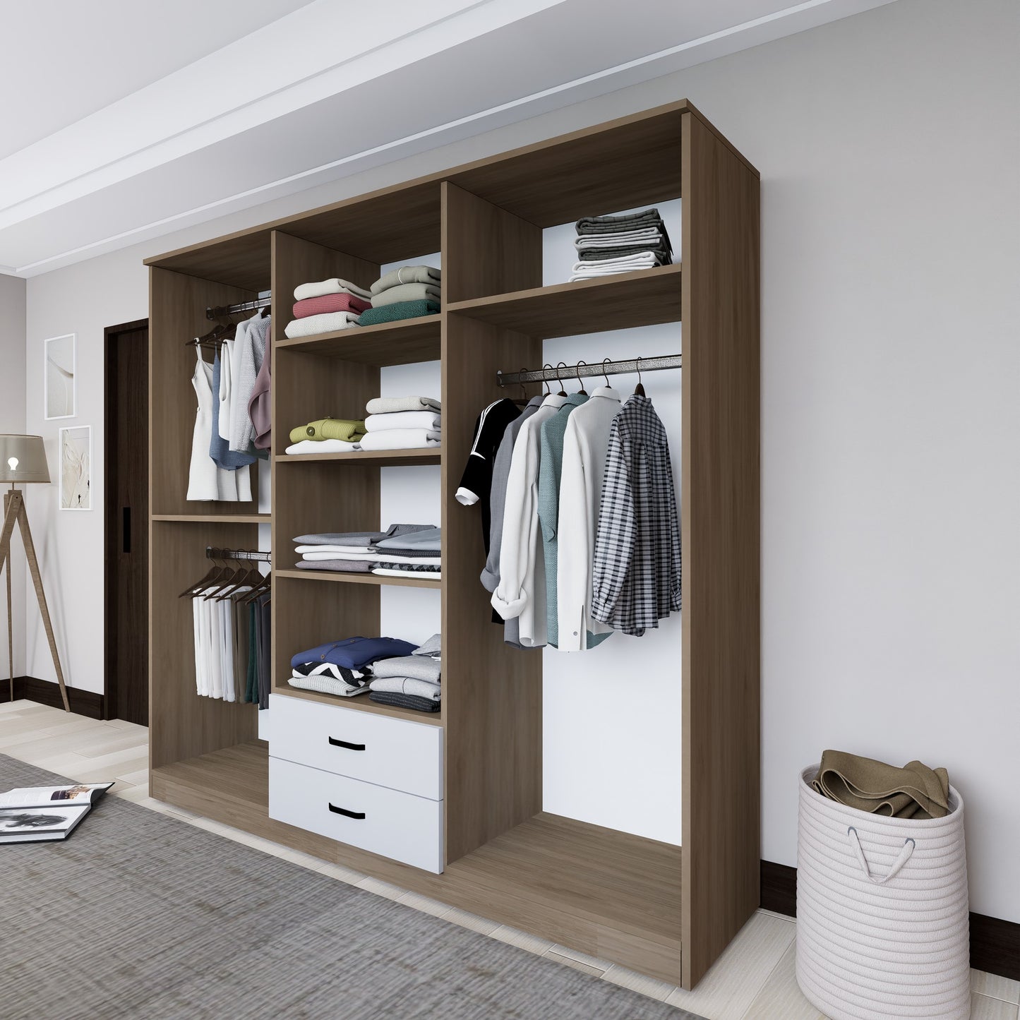 Ντουλάπα 180x190x45 εκ Light Walnut 350MWD1128