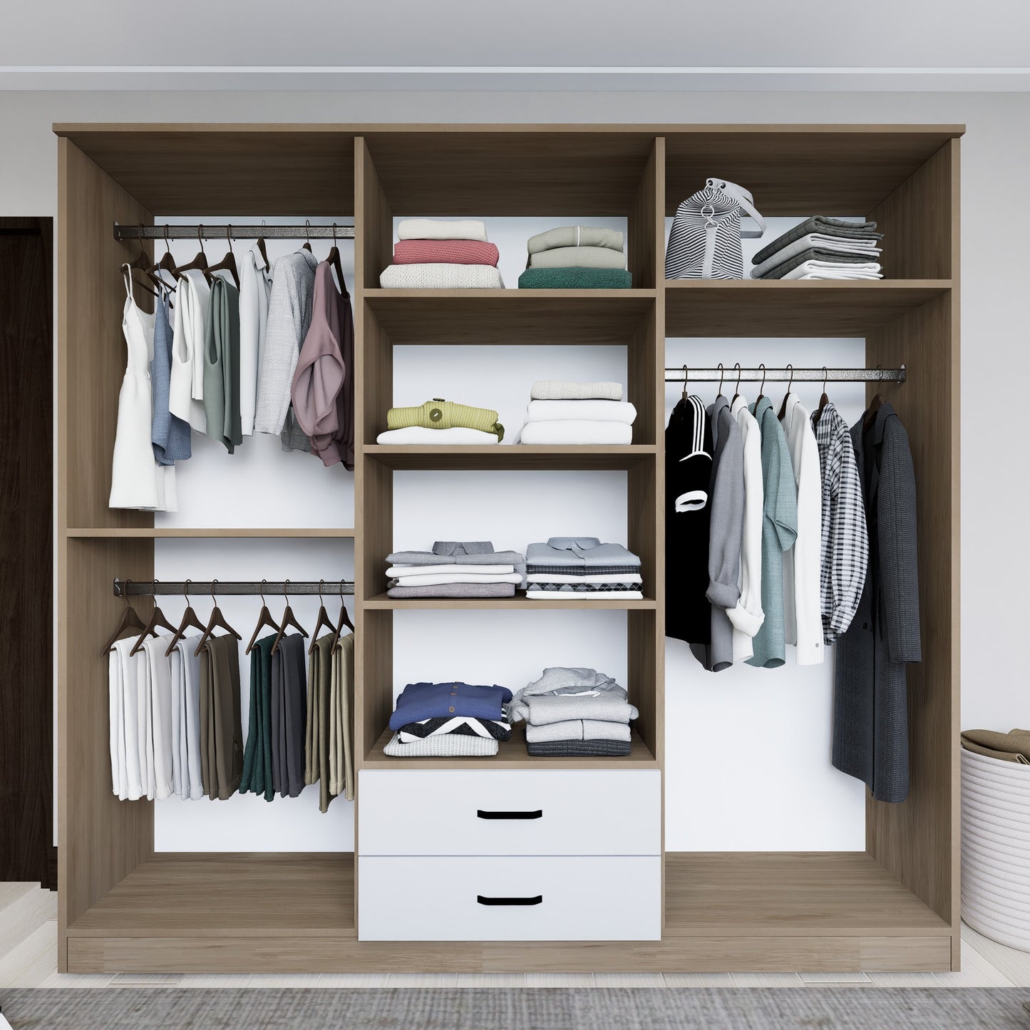 Ντουλάπα 180x190x45 εκ Light Walnut 350MWD1128