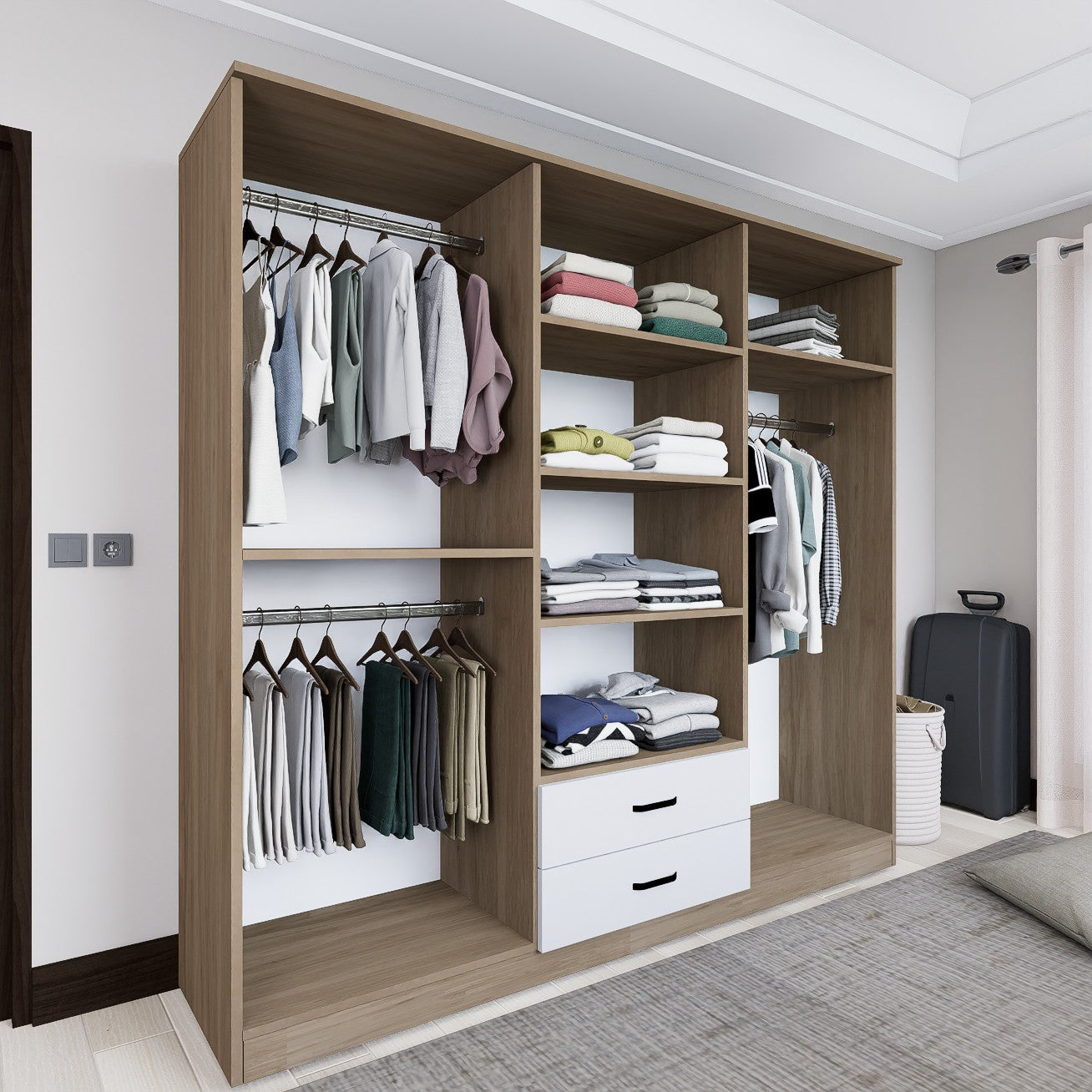 Ντουλάπα 180x190x45 εκ Light Walnut 350MWD1128