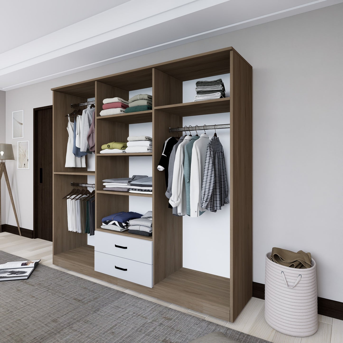 Ντουλάπα 180x190x45 εκ Light Walnut 350MWD1128