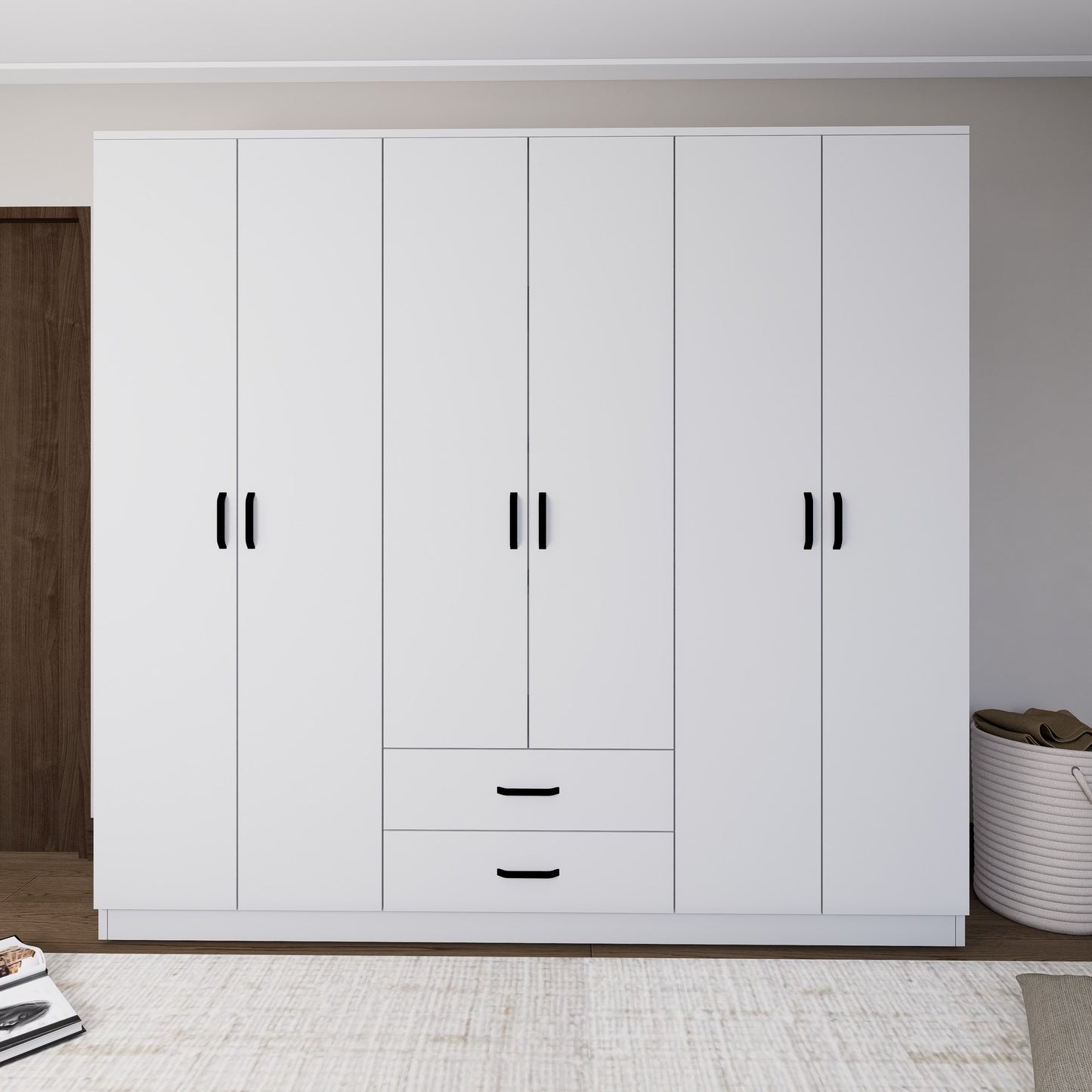 Ντουλάπα 180x190x45 εκ Ματ Λευκό 350MWD1129