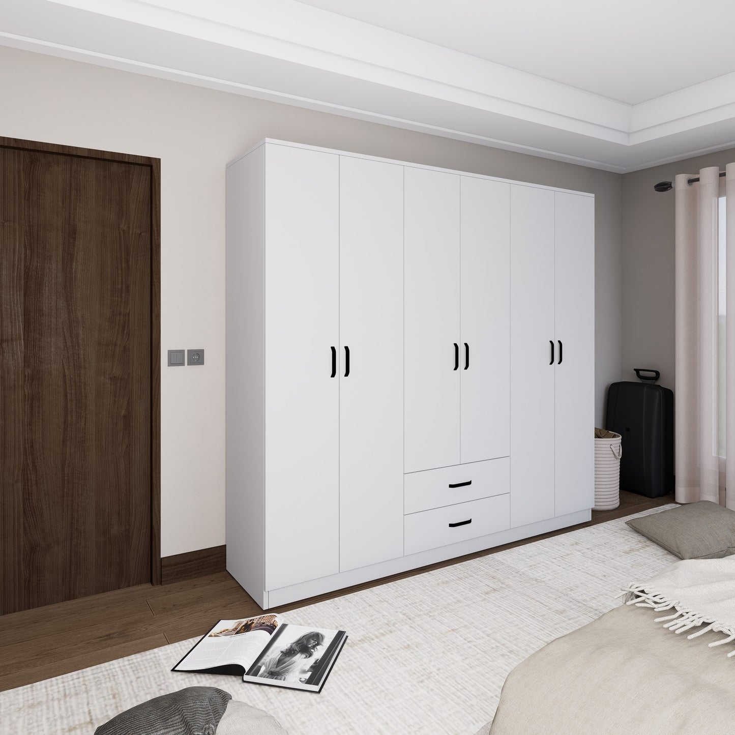 Ντουλάπα 180x190x45 εκ Ματ Λευκό 350MWD1129