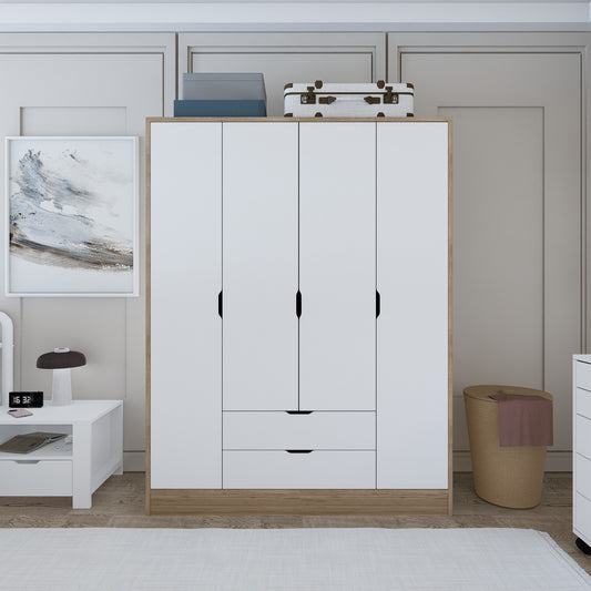 Ντουλάπα 140x181.8x45 εκ Light Walnut White 350MWD1130