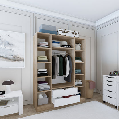 Ντουλάπα 140x181.8x45 εκ Light Walnut White 350MWD1130