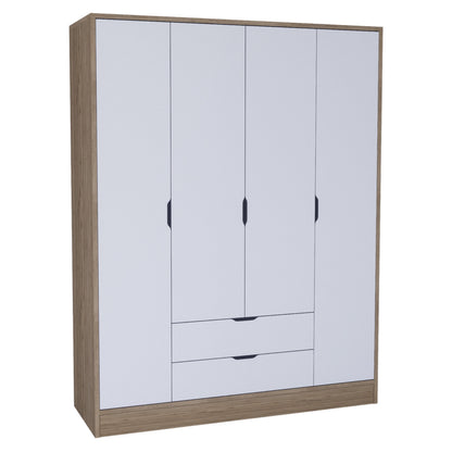 Ντουλάπα 140x181.8x45 εκ Light Walnut White 350MWD1130