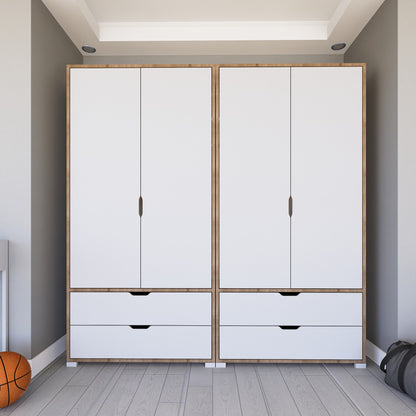 Ντουλάπα 180x183x45 εκ Light Walnut White 350MWD1131