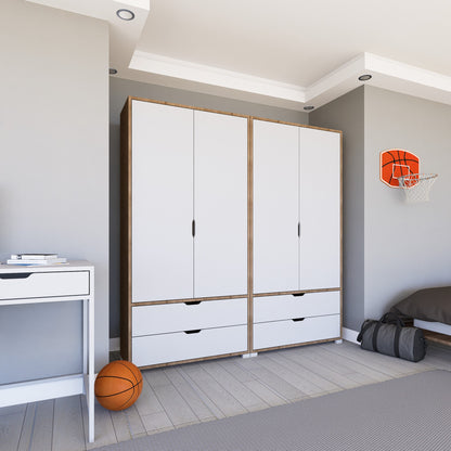 Ντουλάπα 180x183x45 εκ Light Walnut White 350MWD1131
