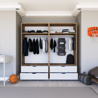 Ντουλάπα 180x183x45 εκ Light Walnut White 350MWD1131