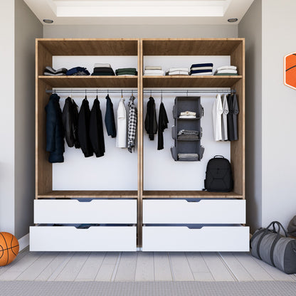 Ντουλάπα 180x183x45 εκ Light Walnut White 350MWD1131
