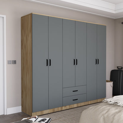 Ντουλάπα 180x190x45 εκ Grey White 350MWD1132