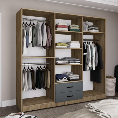 Ντουλάπα 180x190x45 εκ Grey White 350MWD1132