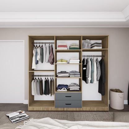 Ντουλάπα 180x190x45 εκ Grey White 350MWD1132