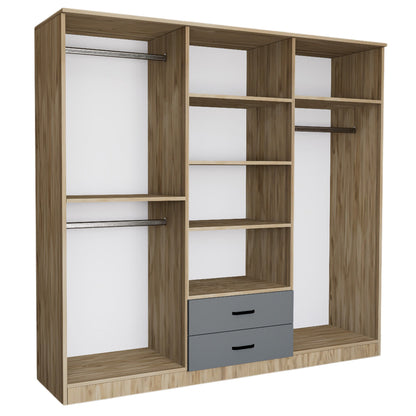 Ντουλάπα 180x190x45 εκ Grey White 350MWD1132