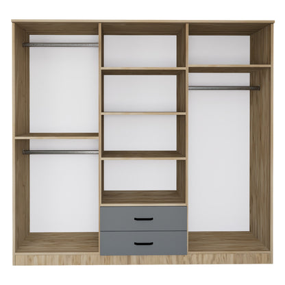 Ντουλάπα 180x190x45 εκ Grey White 350MWD1132