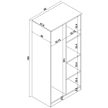 Ντουλάπα 80x180x51.8 εκ Πεύκο Atlantic 350MWD1133