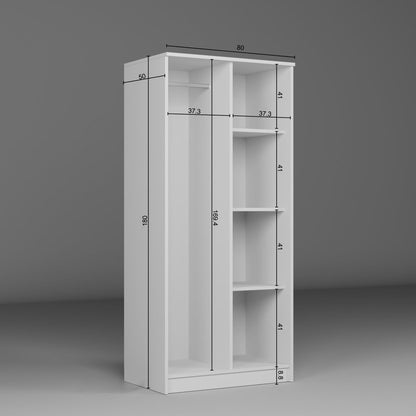 Ντουλάπα 80x180x51.8 εκ Λευκό 350MWD1134