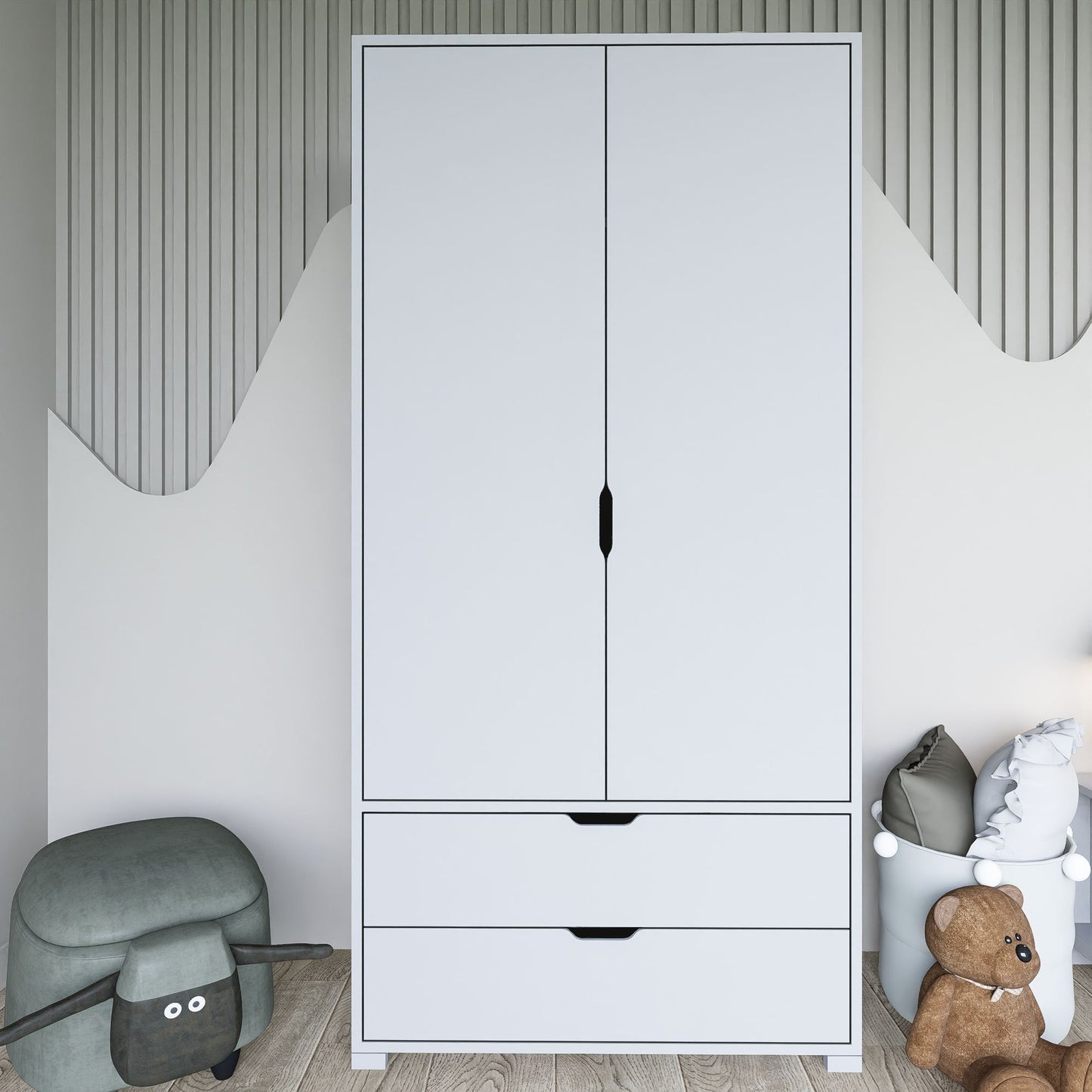 Ντουλάπα 90x183x45 εκ Λευκό 350MWD1135