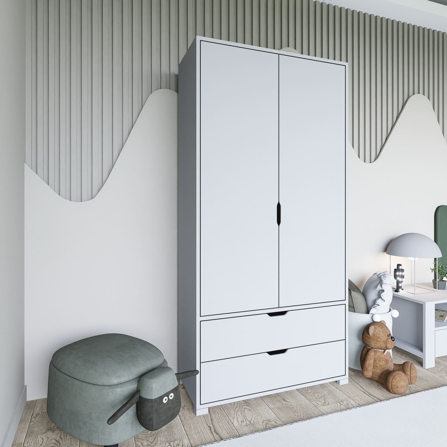 Ντουλάπα 90x183x45 εκ Λευκό 350MWD1135
