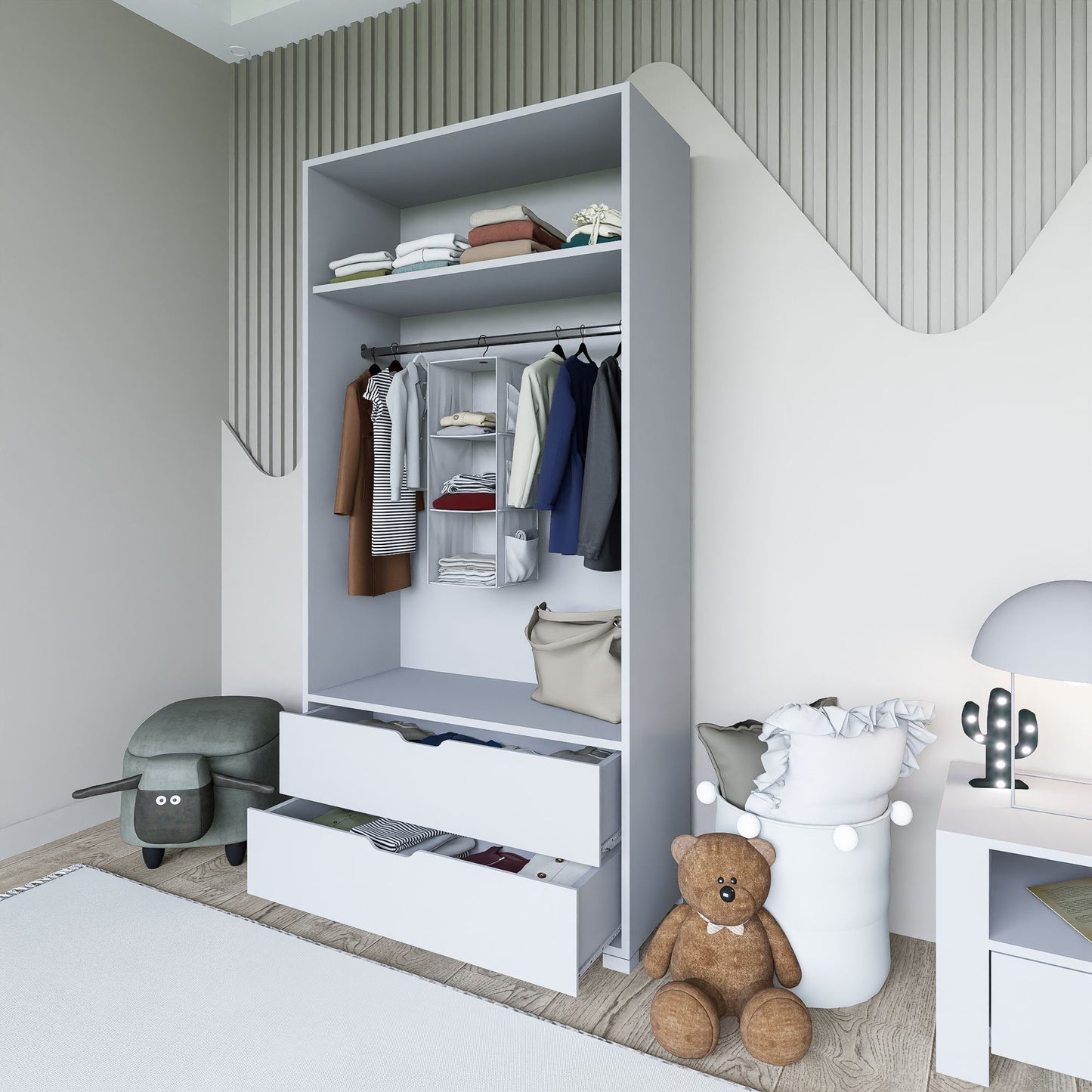 Ντουλάπα 90x183x45 εκ Λευκό 350MWD1135
