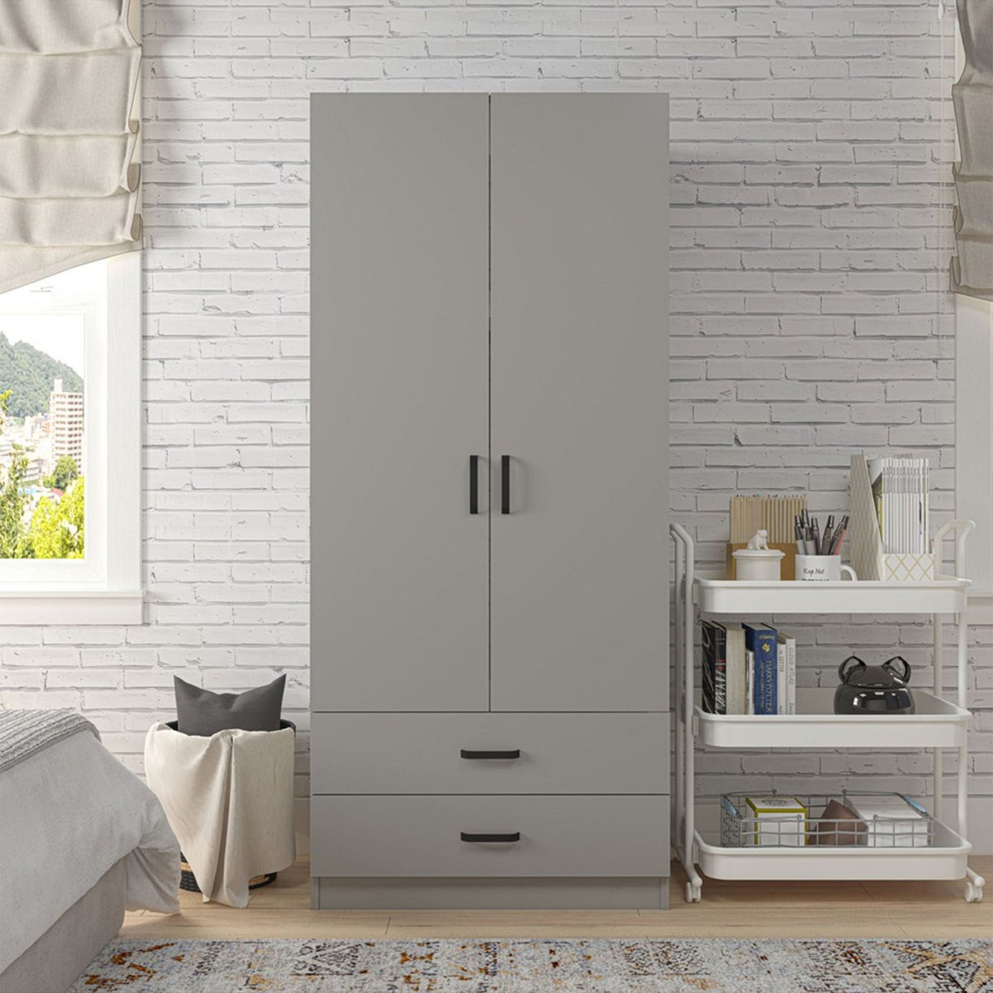 Ντουλάπα 80x182x47 εκ Γκρι 350MWD1136