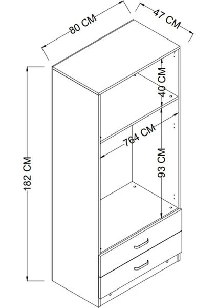 Ντουλάπα 80x182x47 εκ Γκρι 350MWD1136