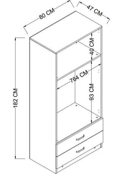 Ντουλάπα 80x182x47 εκ Γκρι 350MWD1136