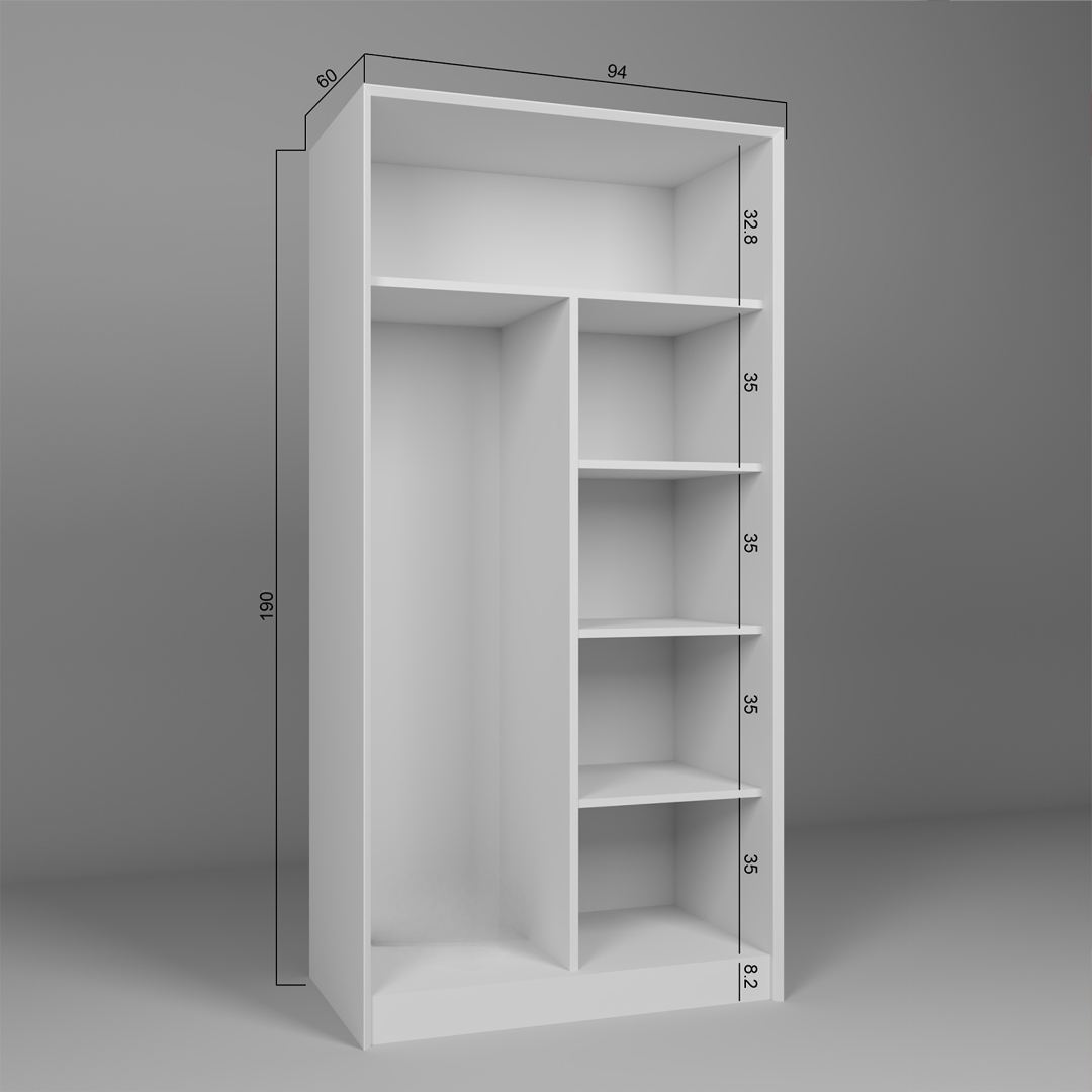 Ντουλάπα 94x190x60 εκ Λευκό 350MWD1137