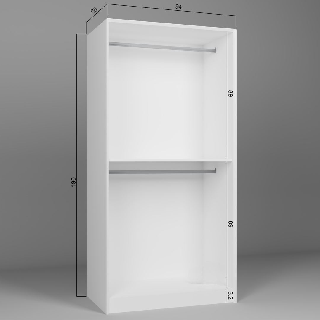 Ντουλάπα 94x190x60 εκ Λευκό 350MWD1138