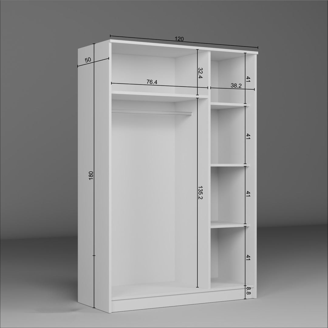 Ντουλάπα 120x180x51.8 εκ Λευκό 350MWD1140