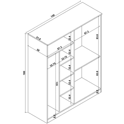 Ντουλάπα 140x180x51.8 εκ Πεύκο Atlantic 350MWD1142