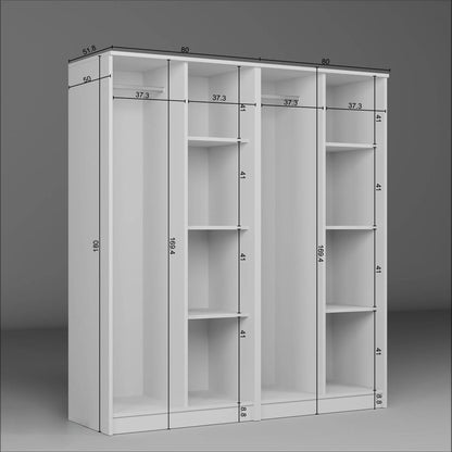 Ντουλάπα 160x180x51.8 εκ Λευκό 350MWD1143