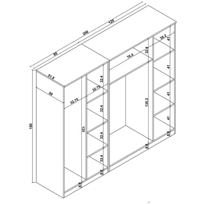 Ντουλάπα 200x180x51.8 εκ Πεύκο Atlantic 350MWD1148