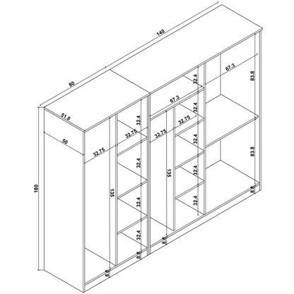 Ντουλάπα 220x180x51.8 εκ Πεύκο Atlantic 350MWD1150