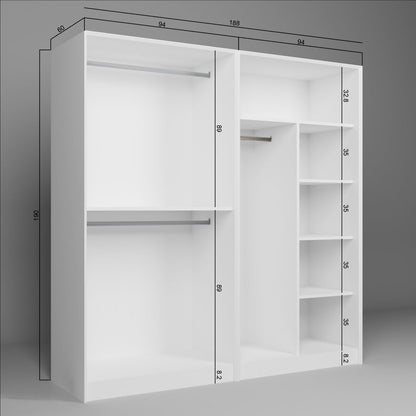 Ντουλάπα 188x190x60 εκ Λευκό 350MWD1151