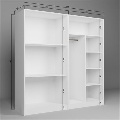 Ντουλάπα 188x190x60 εκ Λευκό 350MWD1154