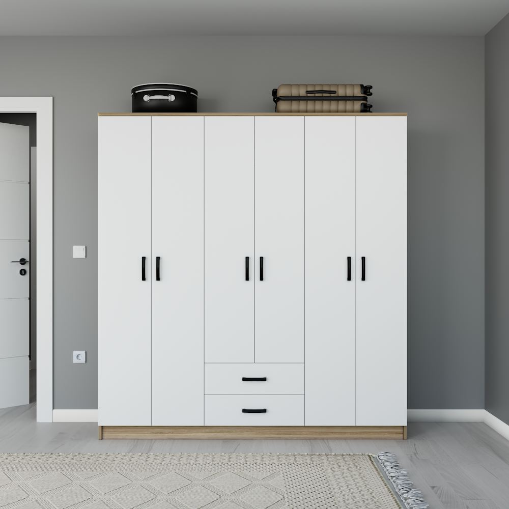 Ντουλάπα 180x190x45 εκ Light Wallnut 350MWD1155