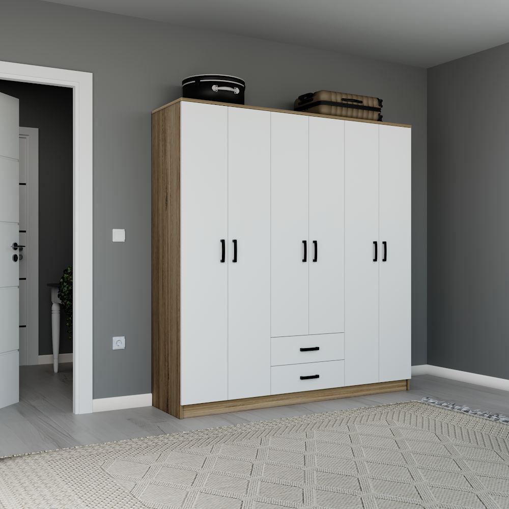 Ντουλάπα 180x190x45 εκ Light Wallnut 350MWD1155