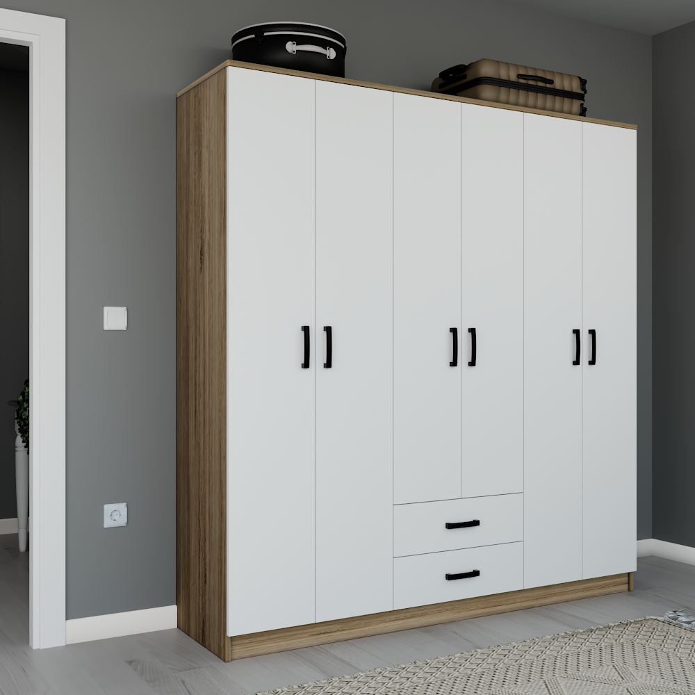 Ντουλάπα 180x190x45 εκ Light Wallnut 350MWD1155