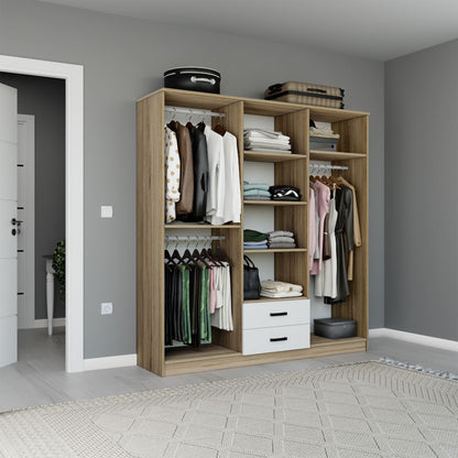 Ντουλάπα 180x190x45 εκ Light Wallnut 350MWD1155